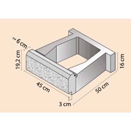 Blocco per muro fiorito contro terra INCASTRO 45 x 50 x 19,2 cm grigio.