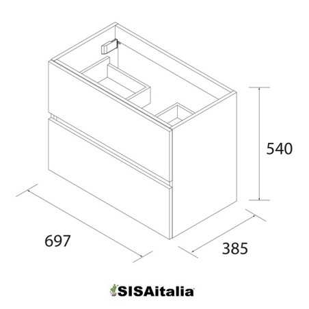 Mobile bagno sospeso Stilema 70 cm due cassetti, colore naturale.