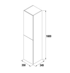 Mobile da bagno sospeso colonna Alliance ausiliare 160 cm revesibile ante push colore naturale.