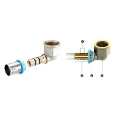 Gomito a pressare Gerpex LBP per tubo multistrato 28180088 Emmeti 16 X 1/2"