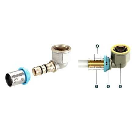Dritto a pressare gerpex lbp femmina per tubo multistrato 28180034 emmeti 16 x 1/2"