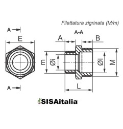 Riduzione con vite ottone M-M 3/4"x1/2".