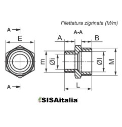 Riduzione con vite M-M 1"x3/4".