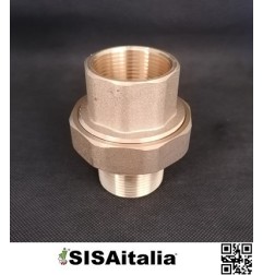 Bocchettone pesante sede conica con o-ring  m/f ottone 1"1/4.